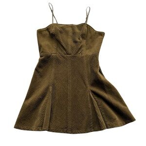 Urban Outfitters Mini Dress Corduroy Women’s M Brown Corset Lace-Up Sleeveless